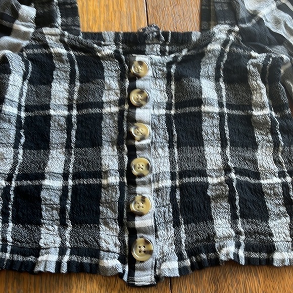 American Eagle shirred crop top size small balloon sleeves buttons down front - Picture 3 of 12